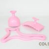 Pink aluminum ice body sculpting tools set including a Swedish cup, contouring board, and mushroom tool. Designed for muscle scraping, body contouring, and cryotherapy