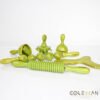 Wooden Therapy Tools - Set of 6 pieces including rollers, cups, and gua sha, made of Urapan tree with green distressed coated paint. Ideal for body sculpting, cellulite, and fibrosis.