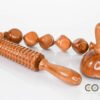 Massage Wooden Tools, Kit of 3 pieces, made of cedar tree caramel color, 1 cup, 1 roller for cellulite, 1 roller for fat tissue.