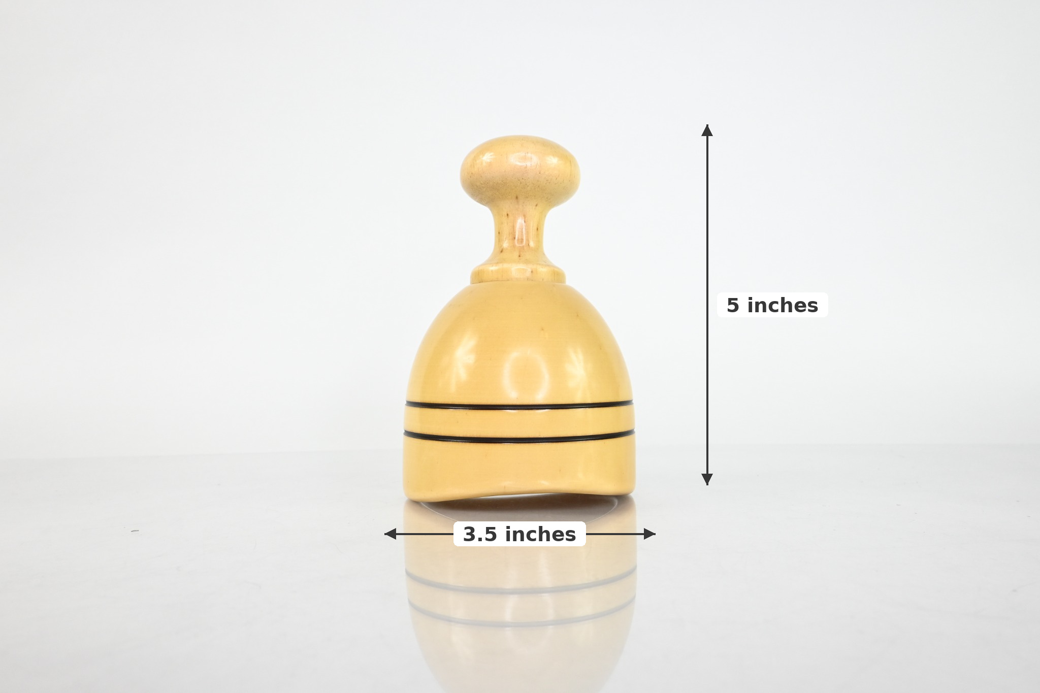 Swedish wood therapy cup measuring 5 inches tall and 3.5 inches wide