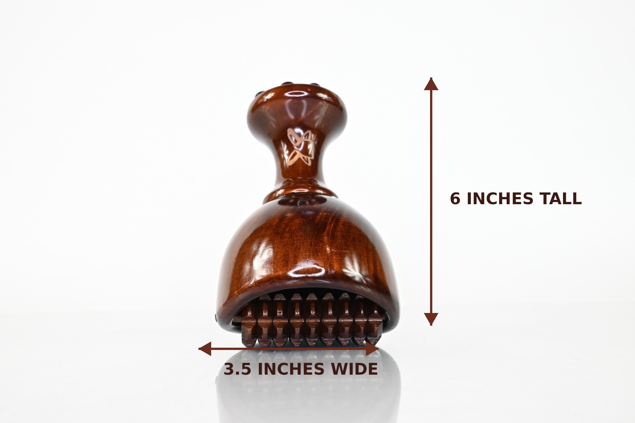 Wood therapy Swedish cup measuring 6 inches tall and 3.5 inches wide